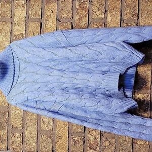 Pink Rose Soft Blue Knit Cropped Sweater Size Medium